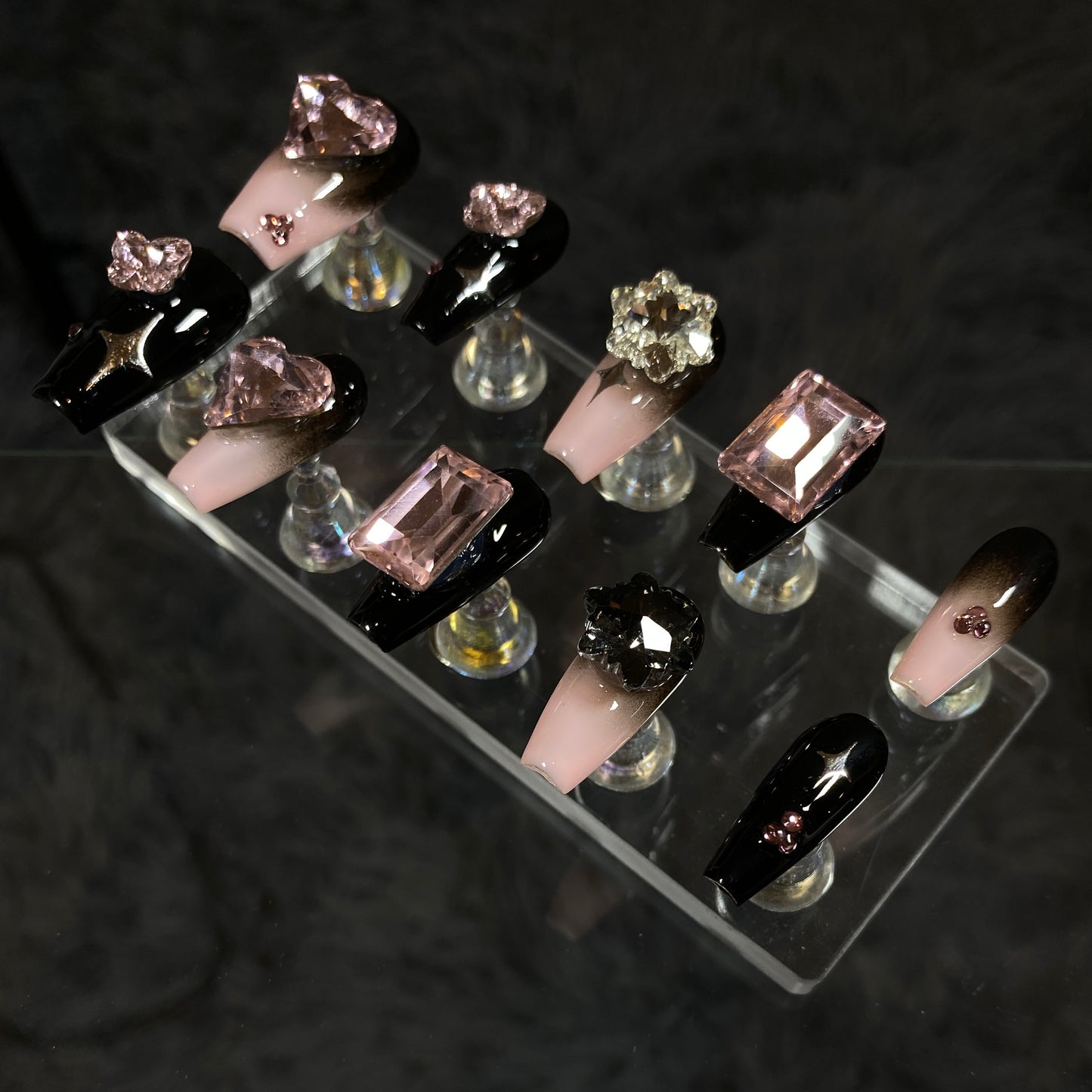 Midnight Rose press on nails #C041