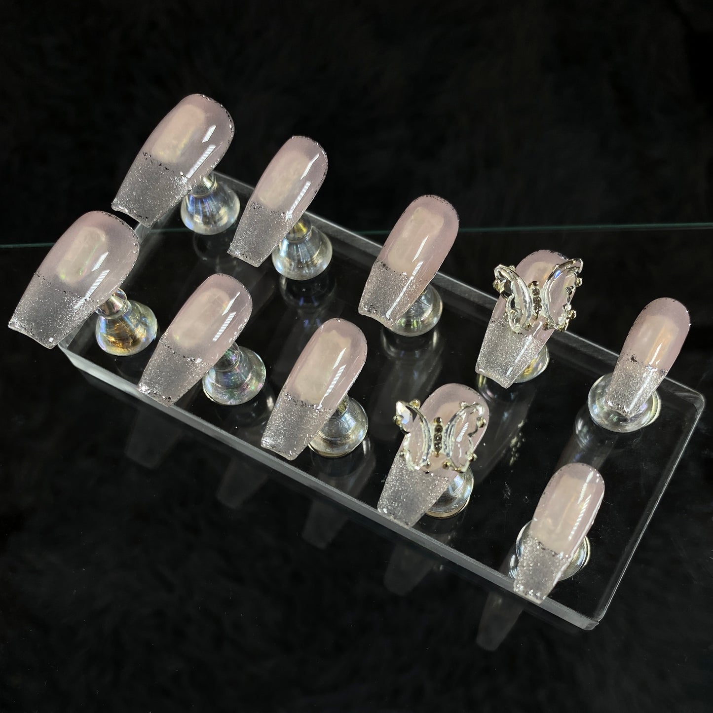 Blush French Elegance handmade press on nail C013