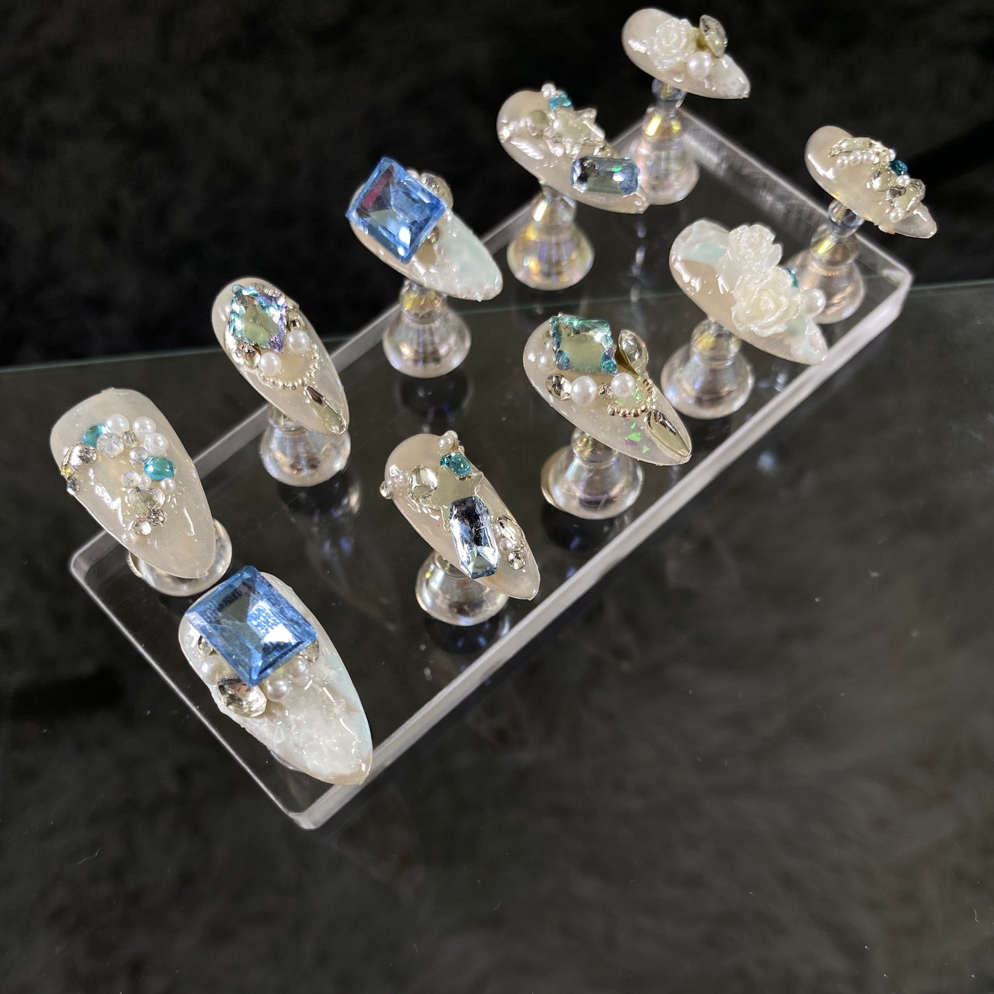 Crystal Frost Glam handmade press on nail A001