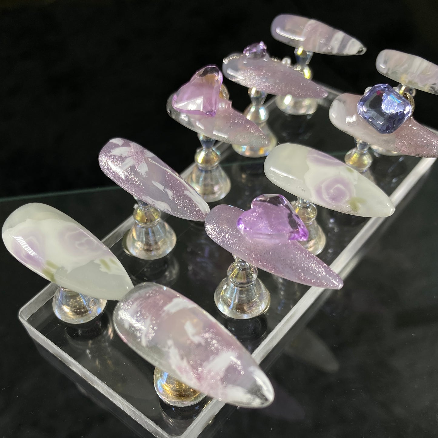 Enchanted Violet Elegance handmade press on nail A005