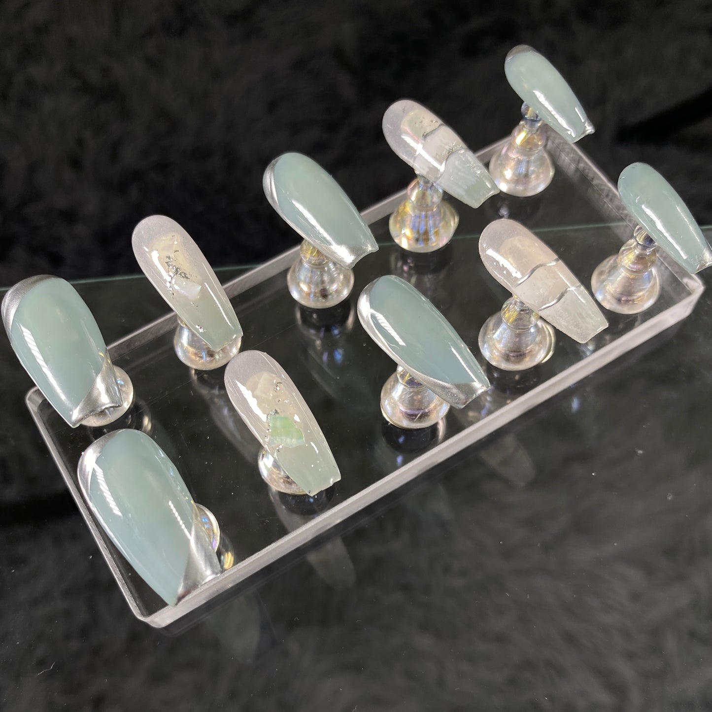 Blue Lagoon handmade press on nail C020