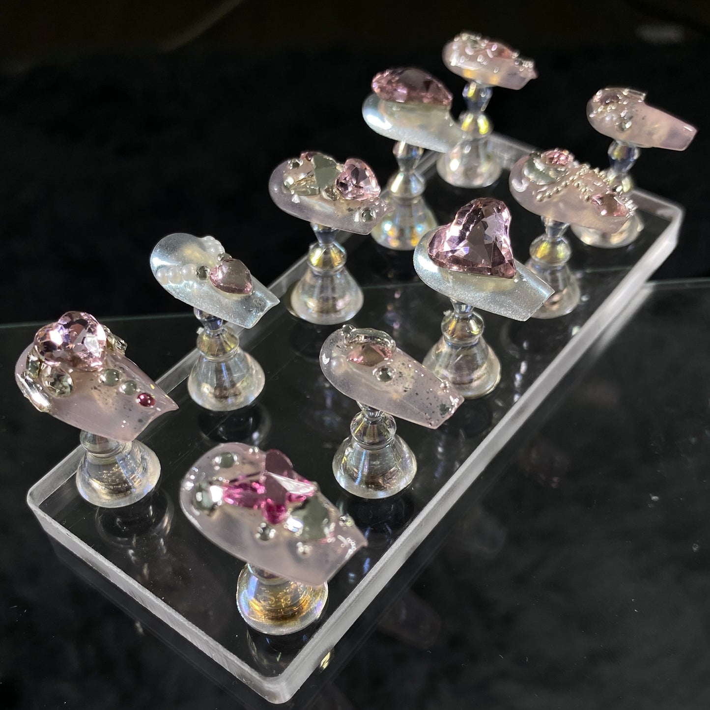 Pink Heart Gem Press-On Nails #C015