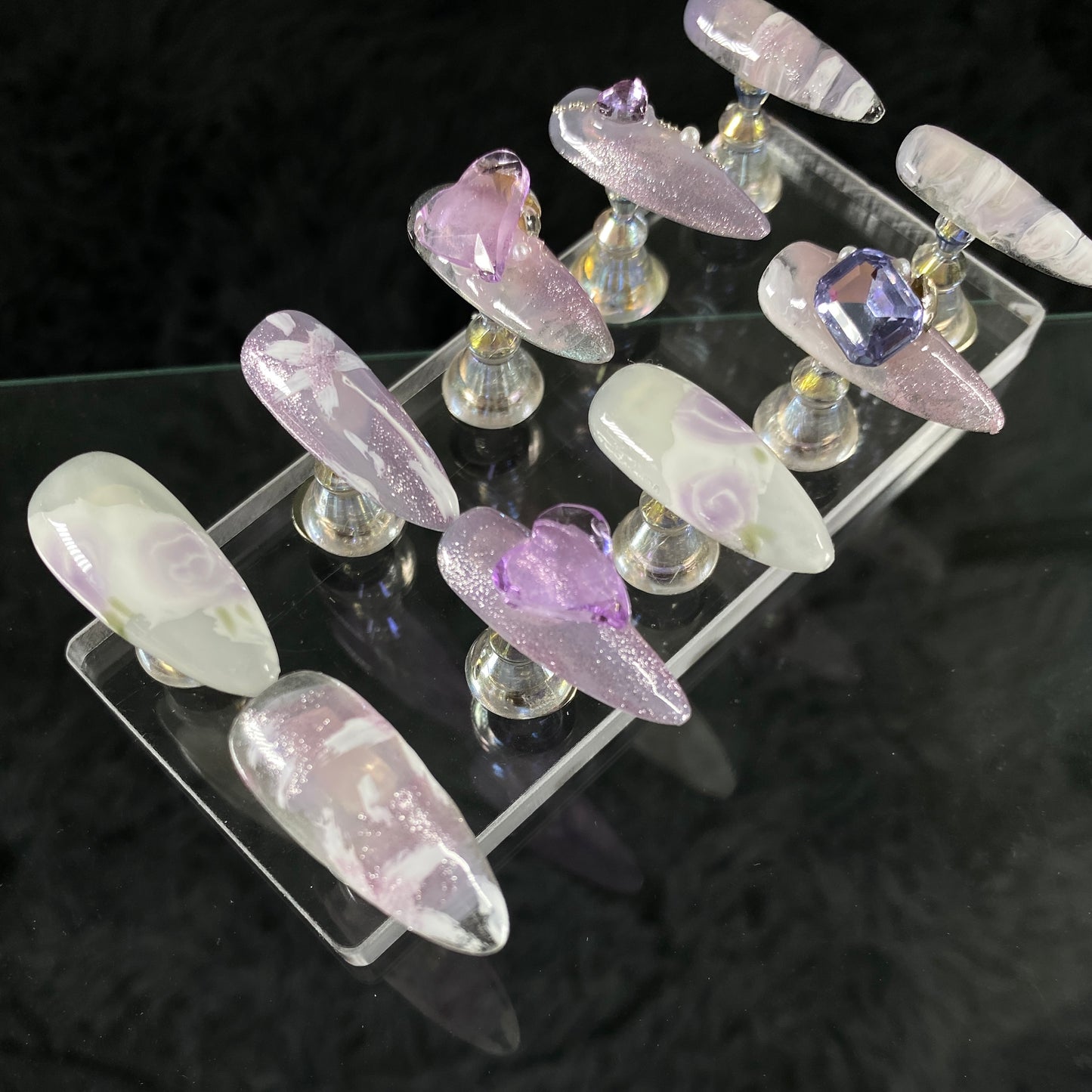 Enchanted Violet Elegance handmade press on nail A005