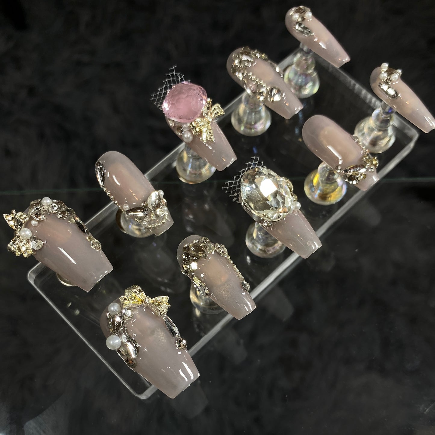 Blush | Peachy Sparkle Delight press on nail #C039