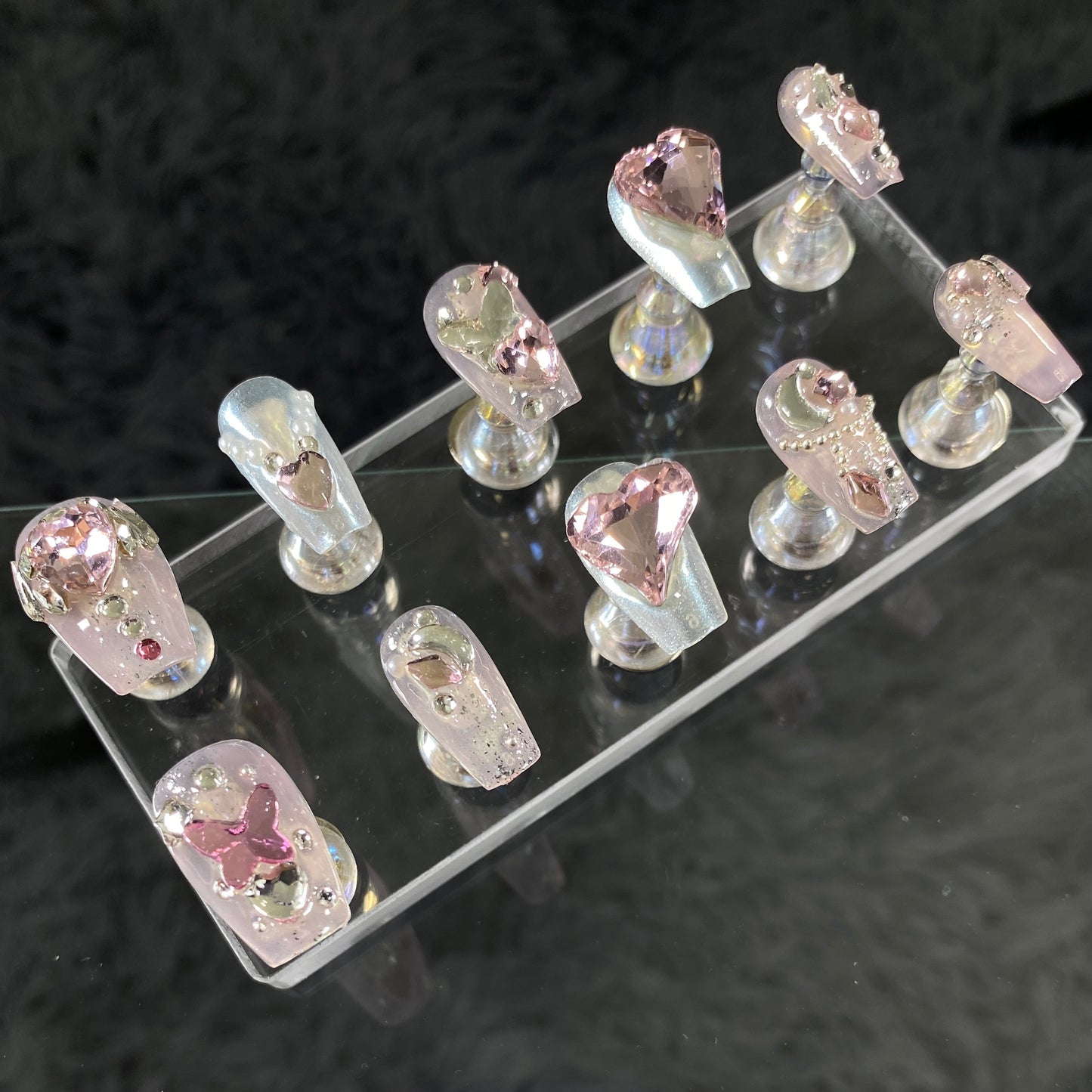 Pink Heart Gem Press-On Nails #C015
