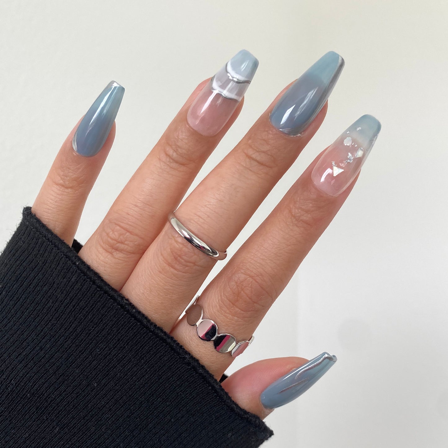 Blue Lagoon handmade press on nail C020