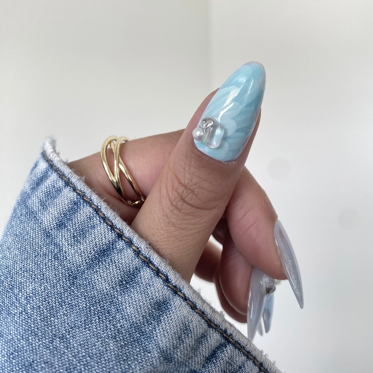 Azure Calm handmade press on nail #A010
