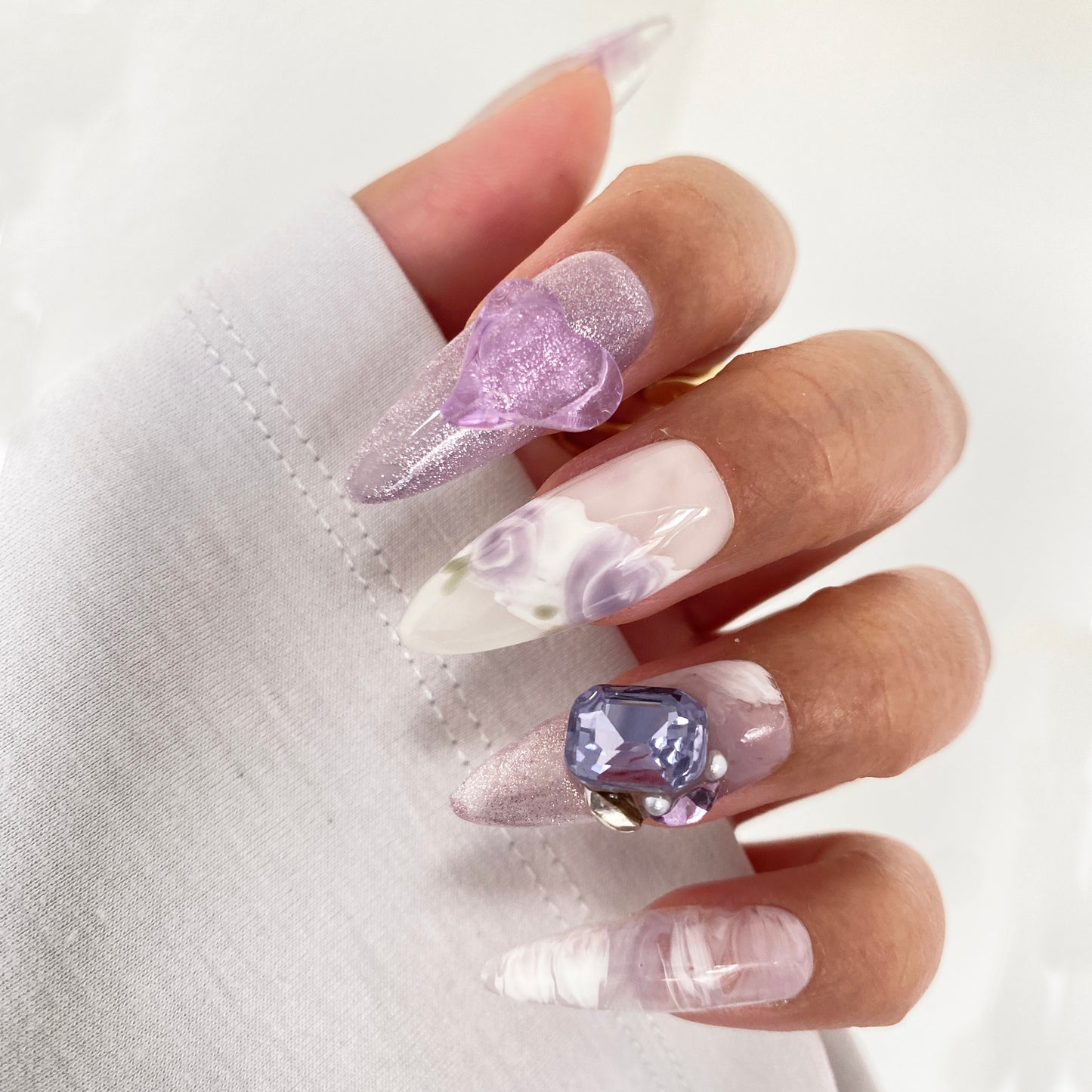 Enchanted Violet Elegance handmade press on nail A005