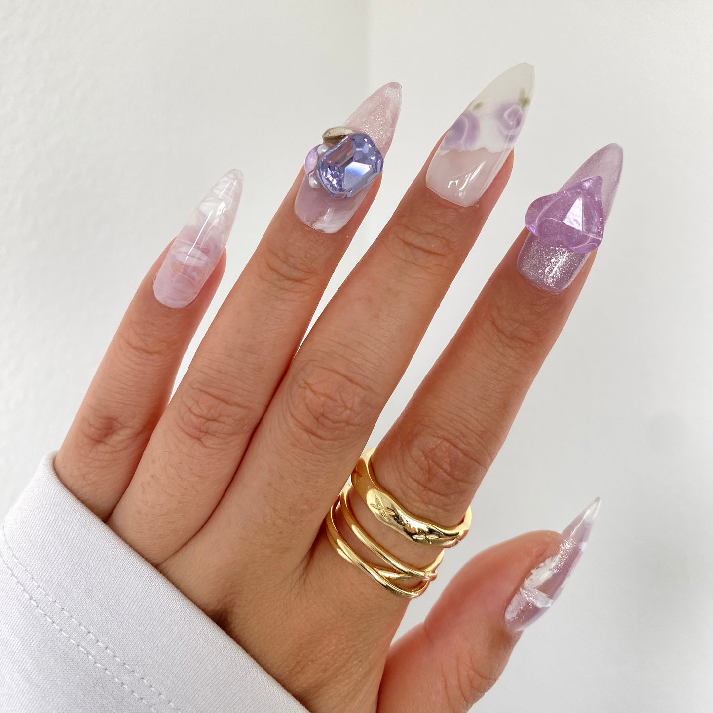 Enchanted Violet Elegance handmade press on nail A005