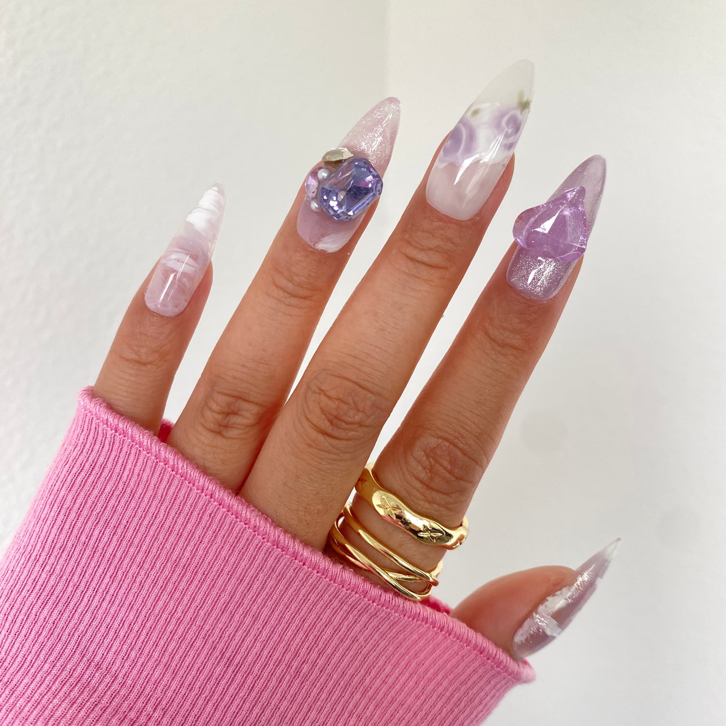 Enchanted Violet Elegance handmade press on nail A005