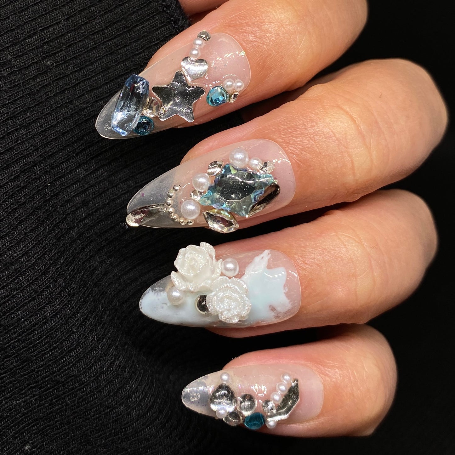 Crystal Frost Glam handmade press on nail A001