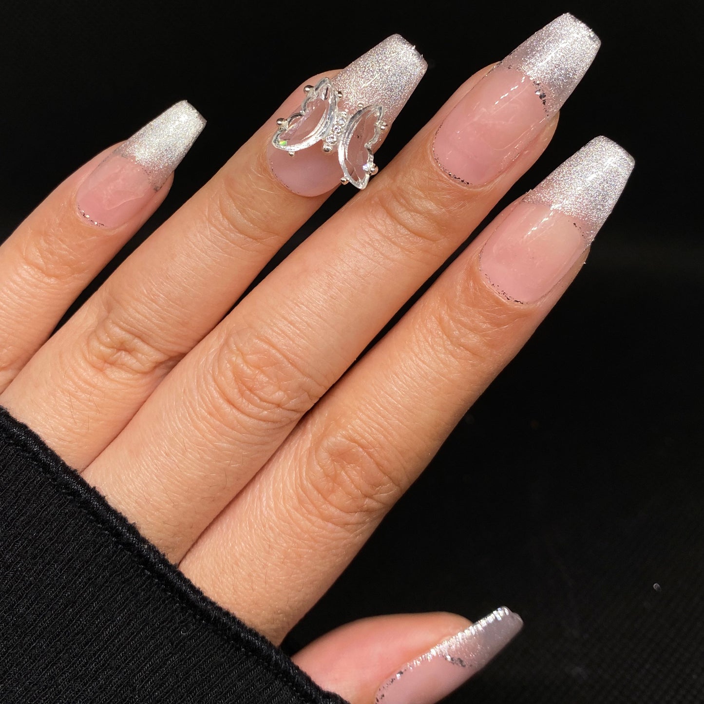 Blush French Elegance handmade press on nail C013