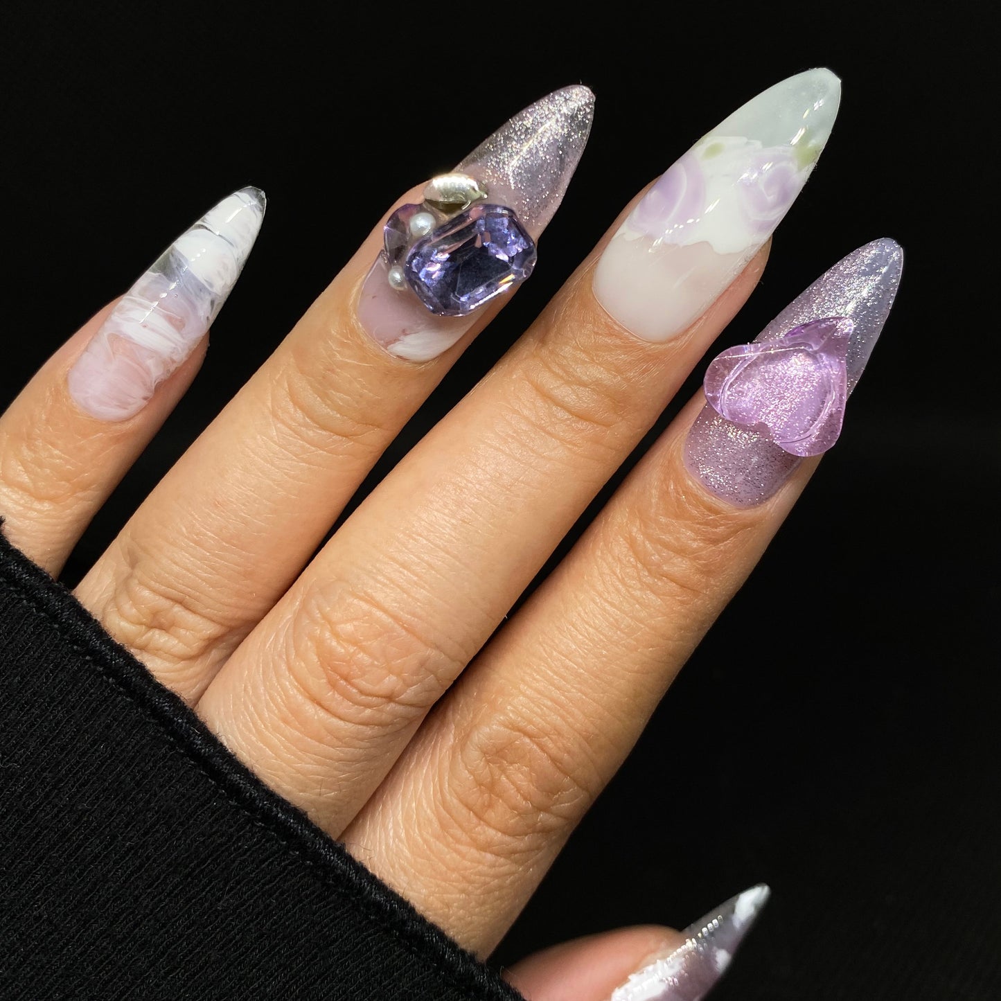 Enchanted Violet Elegance handmade press on nail A005