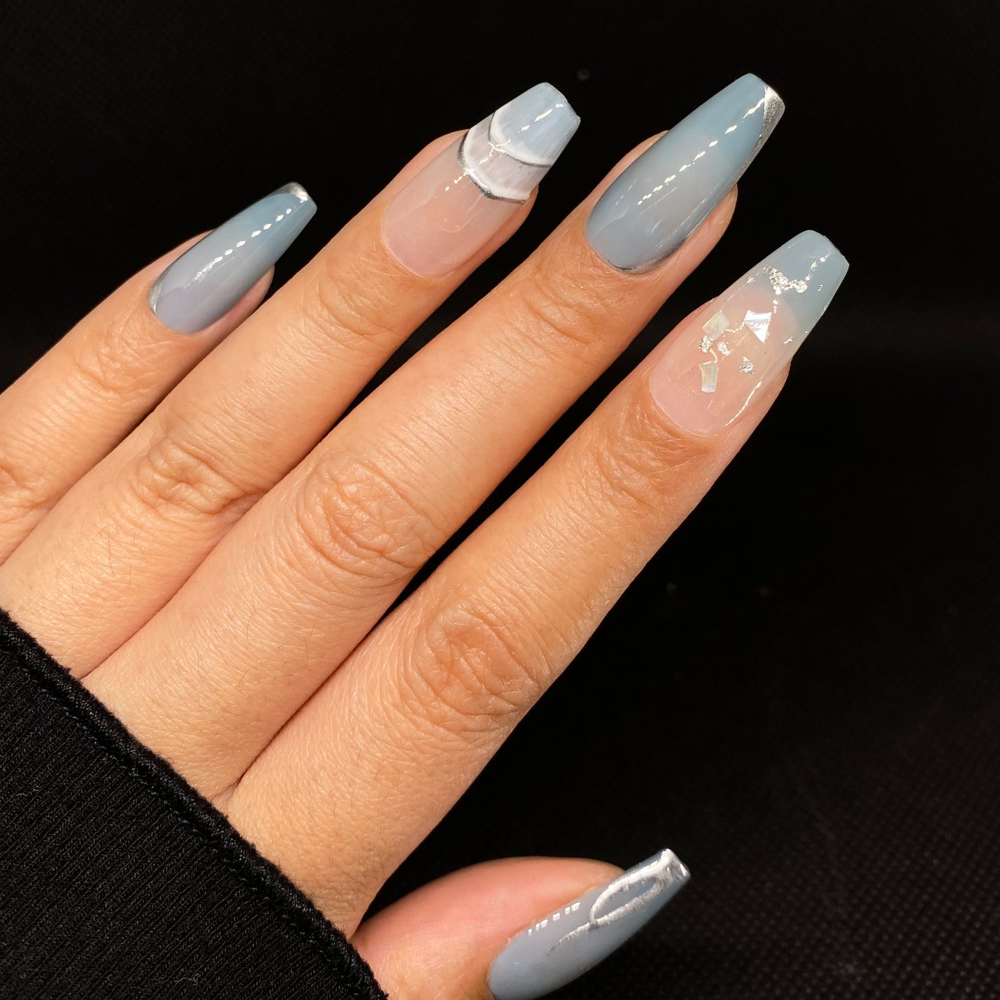 Blue Lagoon handmade press on nail C020