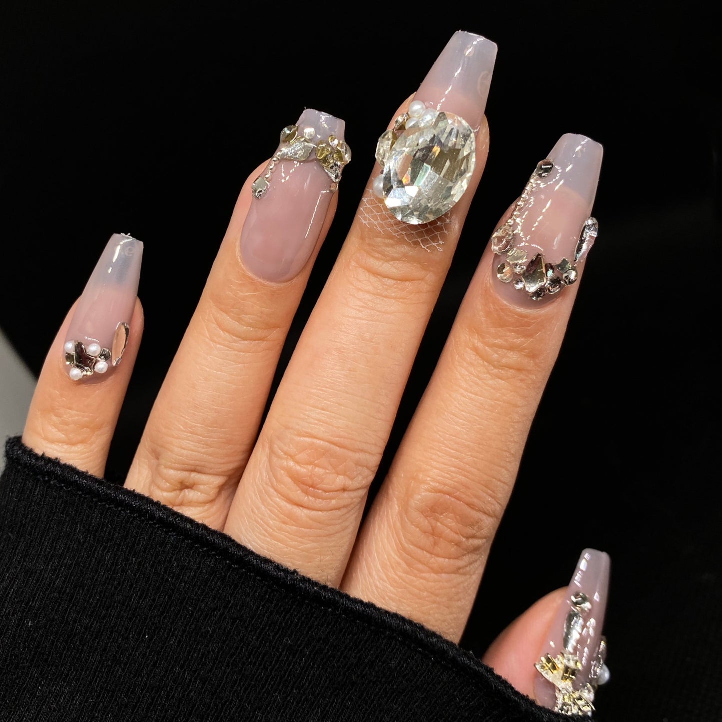 Blush | Peachy Sparkle Delight press on nail #C039