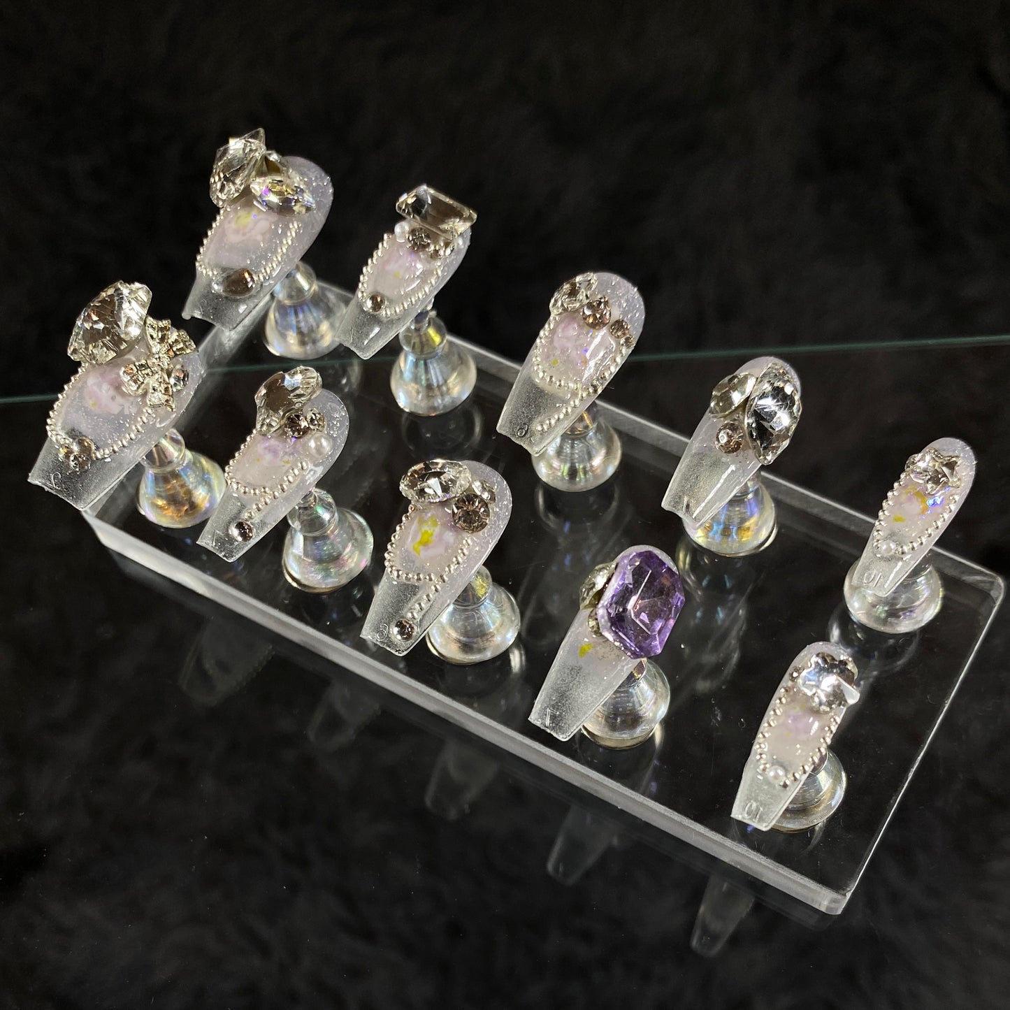 Lavender Crystal Shine Press-On Nails C004