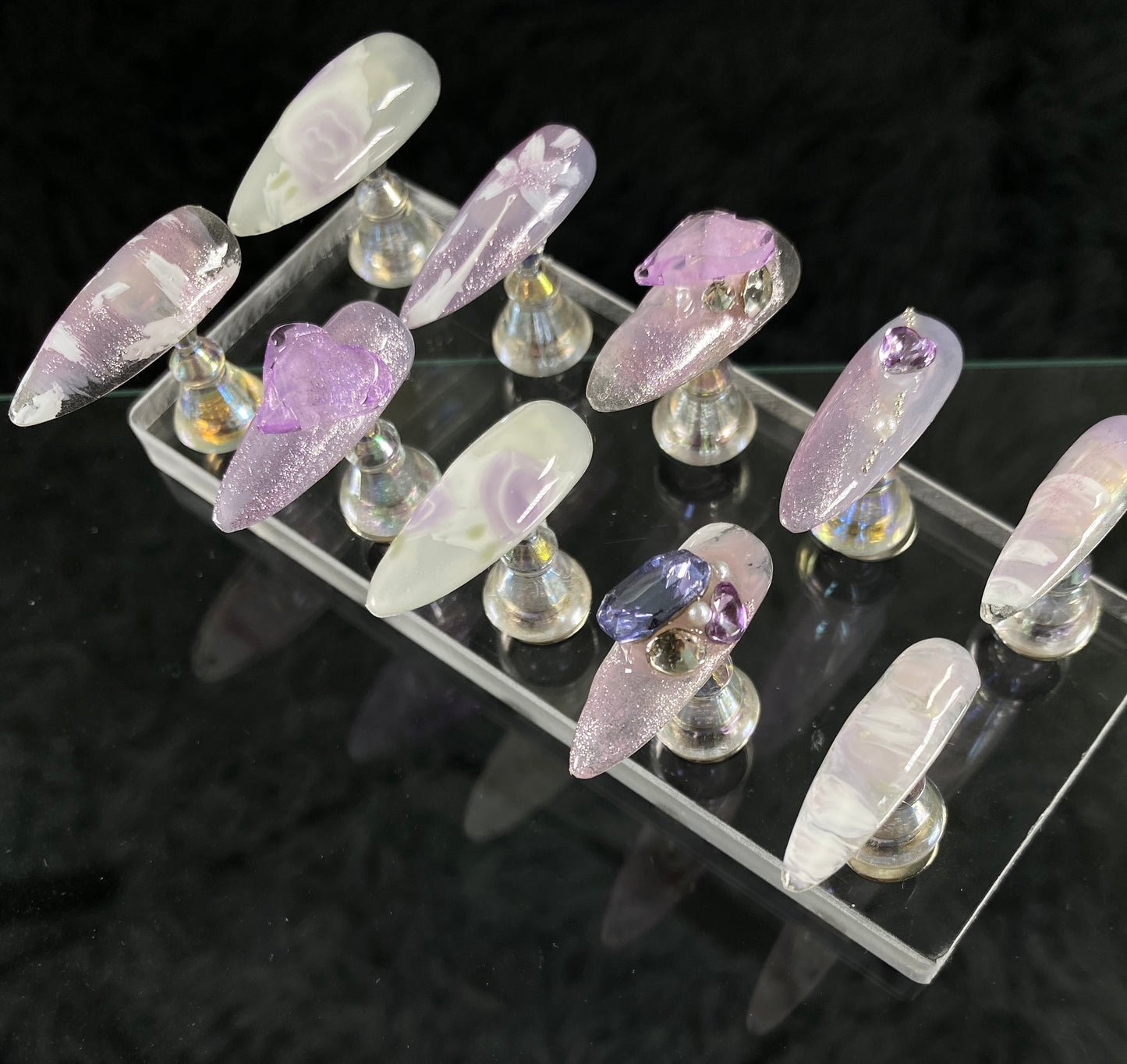 Enchanted Violet Elegance handmade press on nail A005