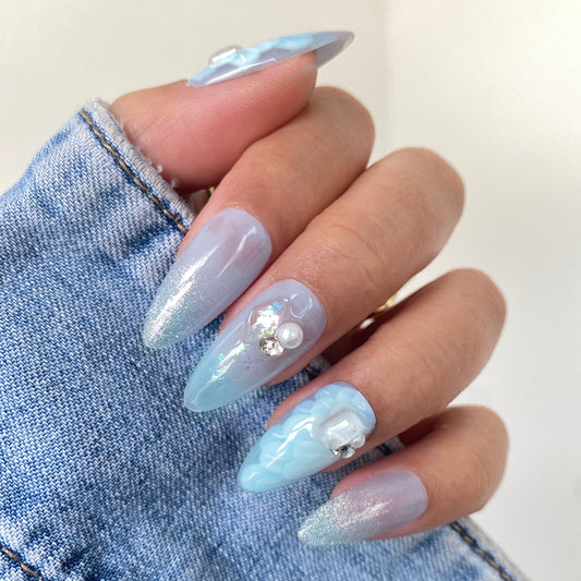 Azure Calm  handmade press on nail #A010