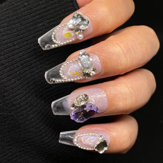 Lavender Crystal Shine Press-On Nails C004