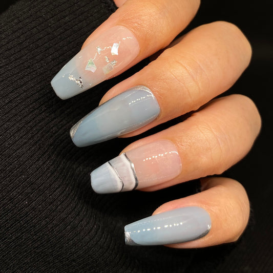 Blue Lagoon  handmade press on nail C020