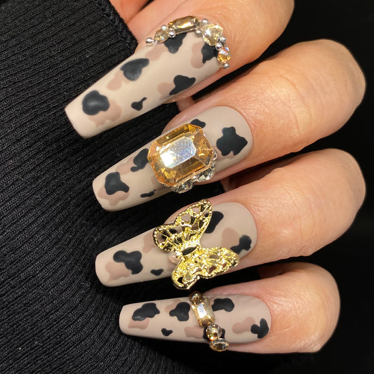 Brown Matte  handmade press on nail C006
