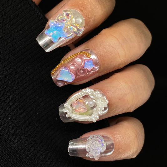 Fairytale Party handmade press on nail C060