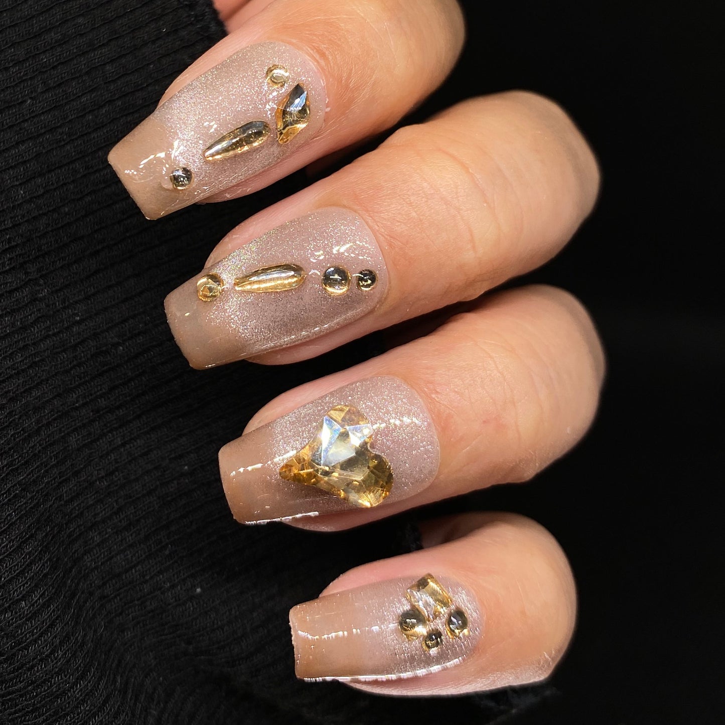 Caramel Ombre French handmade press on nail C059